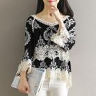V-neck Embroidered Long-sleeve Top
