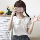 Ruffled Collared Short-sleeve Blouse