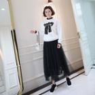 Lace-sleeve Sequined Pullover