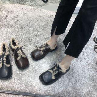Fleece-trim Lace-up Shoes