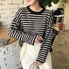 Round-neck Striped Wool Blend Knit Top