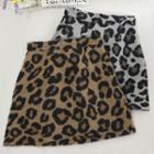 Leopard Print Fleece Mini Skirt