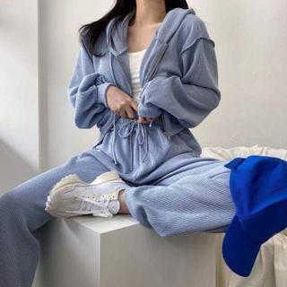 Set: Zip Up Hoodie + Wide-leg Sweatpants