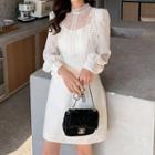 Lace Puff-sleeve A-line Mini Dress