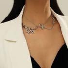 Star Rhinestone Layered Alloy Choker Silver - One Size