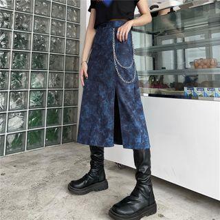 Slit Tie-dye A-line Skirt