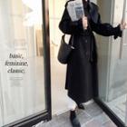 Exclusive Double-breasted Handmade Wool Coat Black - One Size