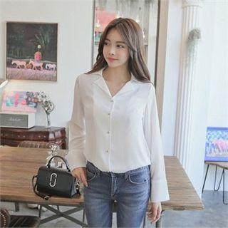 Open-placket Chiffon Shirt