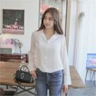 Open-placket Chiffon Shirt