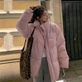 Stand-collar Padded Jacket Pink - One Size