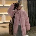 Stand-collar Padded Jacket Pink - One Size