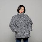 Gingham Check Padded Jacket With Muffler