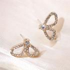 Rhinestone Butterfly Earring A432 - White & Gold - One Size