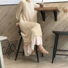 Plain Slipdress / Cutout Loose-fit Knit Dress