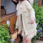 Tweed Button-up Jacket Off-white - One Size