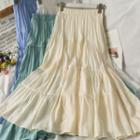 Elastic-waist Plain Midi Skirt In 6 Colors
