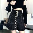 Lace-up Quilted Mini Mermaid Fitted Skirt