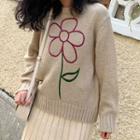 Flower Print Sweater / Midi Knit Skirt