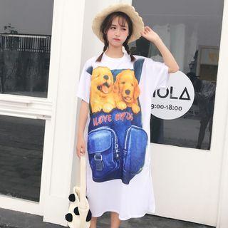 Dog Print Short-sleeve T-shirt Dress