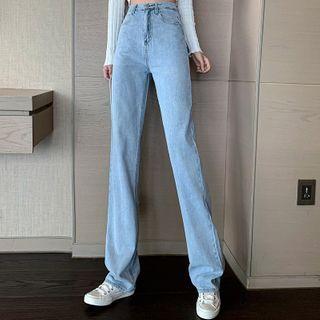 Lace Up Straight Leg Jeans