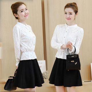 Peplum Long Sleeve Lace Top