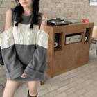 Off-shoulder Knit Panel Sweater Panel - One Size