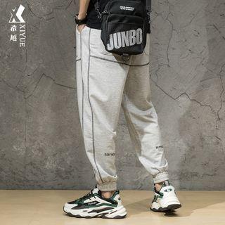 Contrast Stitching Lettering Sweatpants