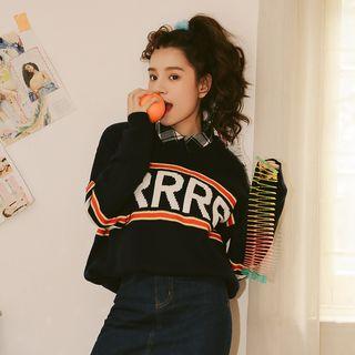 Lettering Round-neck Loose-fit Sweater