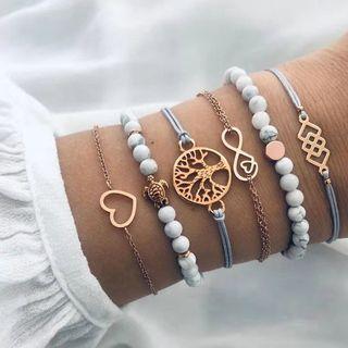 Set Of 6: Alloy Bracelet (assorted Designs) Set Of 6 - As Shown In Figure - One Size