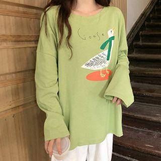 Long-sleeve Goose-print T-shirt