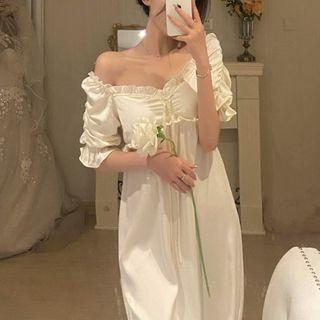 Off-shoulder Ruched Midi Dress As Figure - One Size