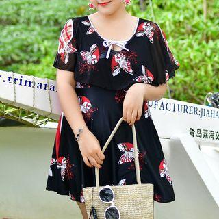 Short-sleeve Printed Swimdress