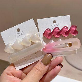 Set Of 2: Heart / Gradient Resin Hair Clip