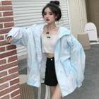 Long-sleeve Tie Dye Zip Jacket Blue - One Size