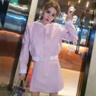 Set: Plain Bomber Jacket + A-line Skirt