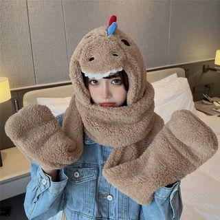 Dinosaur Fleece Hooded Scarf