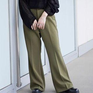 High-waist Plain Boot Cut Pants