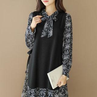 Beribboned Dip-back Long Knit Top