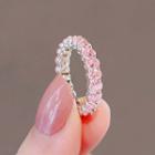 Rhinestone Open Ring Ly2387 - Pink - One Size