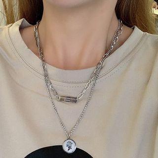 Pendant Layered Necklace Pendant Necklace - Silver - One Size