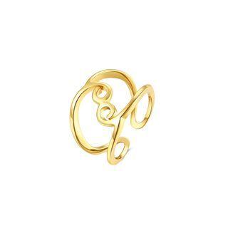 Simple And Fashion Plated Gold Geometric Line Adjustable Split Ring Golden - One Size