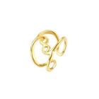 Simple And Fashion Plated Gold Geometric Line Adjustable Split Ring Golden - One Size