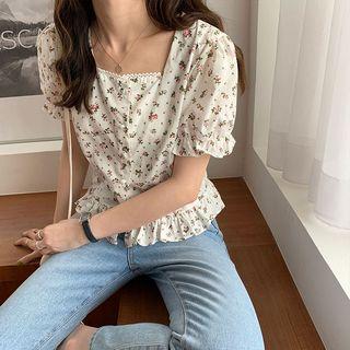 Short-sleeve Floral Shirt White - One Size