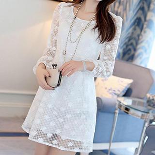 Long-sleeve Eyelet-lace Dress