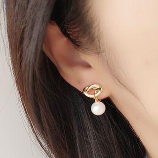 Faux Pearl Clip On Earring 1 Pair - Gold - One Size