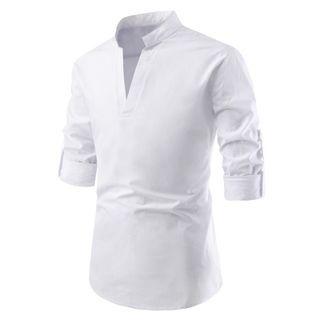Short-sleeve Open Placket Shirt