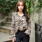 Leopard Loose-fit Shirt Brown - One Size