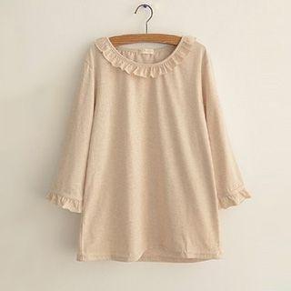 Frilled Trim Long-sleeve Top