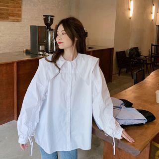 Puff-sleeve Pointed Collar Shirt