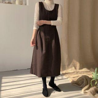 Woolen Plain Tank Dress Coffee - One Size